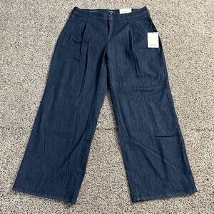 NYDJ Teresa Wide Leg Jeans Womens 8 Blue Ankle Pleated Rinse Denim Pants NWT‎